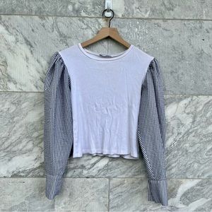 Zara Striped Puff Long Sleeve Top: